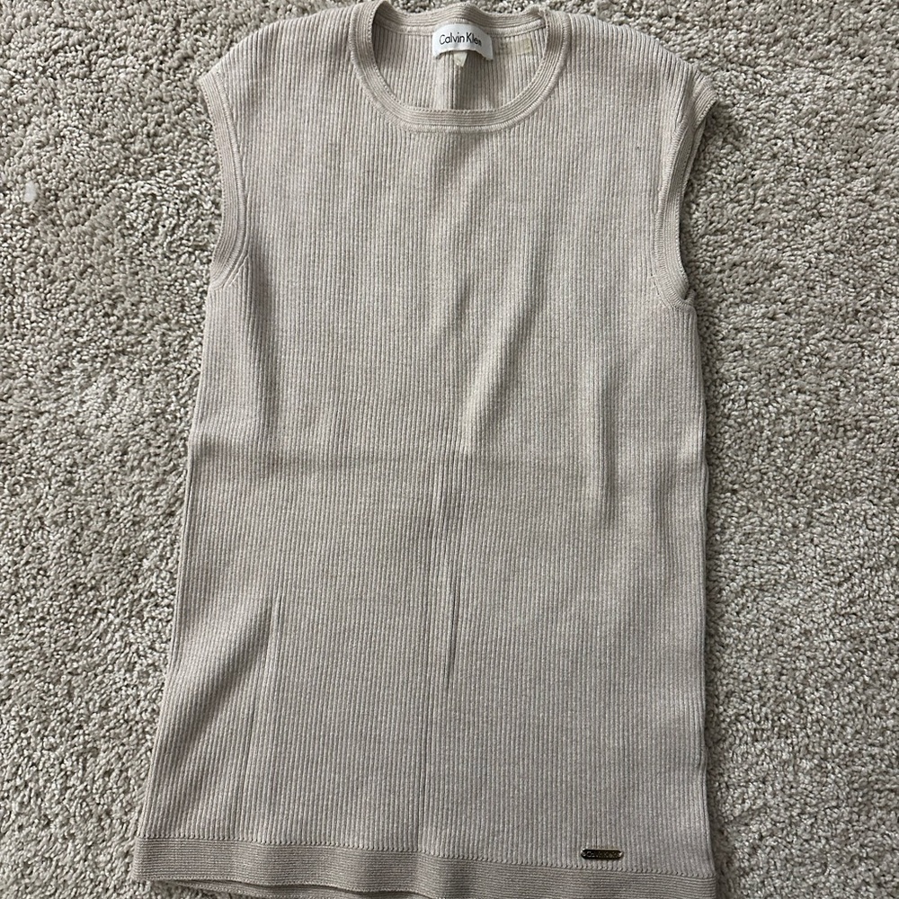 Calvin Klein Beige Sleeveless Top. Size small